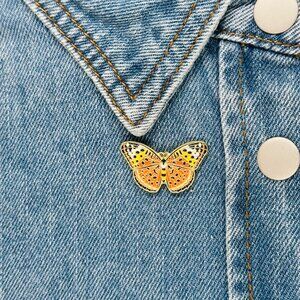🦋Butterfly Pin Badge Creative Enamel Brooch Insect Brooch Lapel Alloy Orange Oz